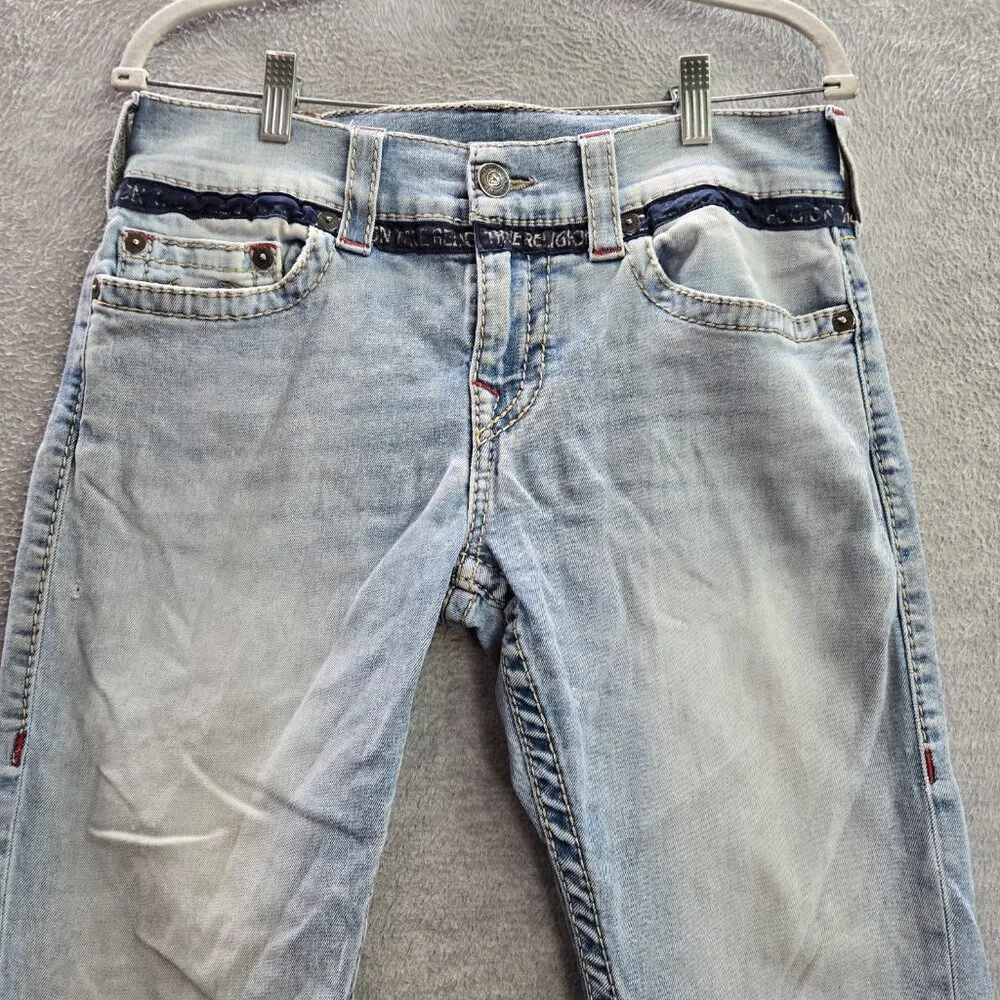 True Religion Men Jeans 30 Blue Denim Geno Relaxed Slim Light Wash 32